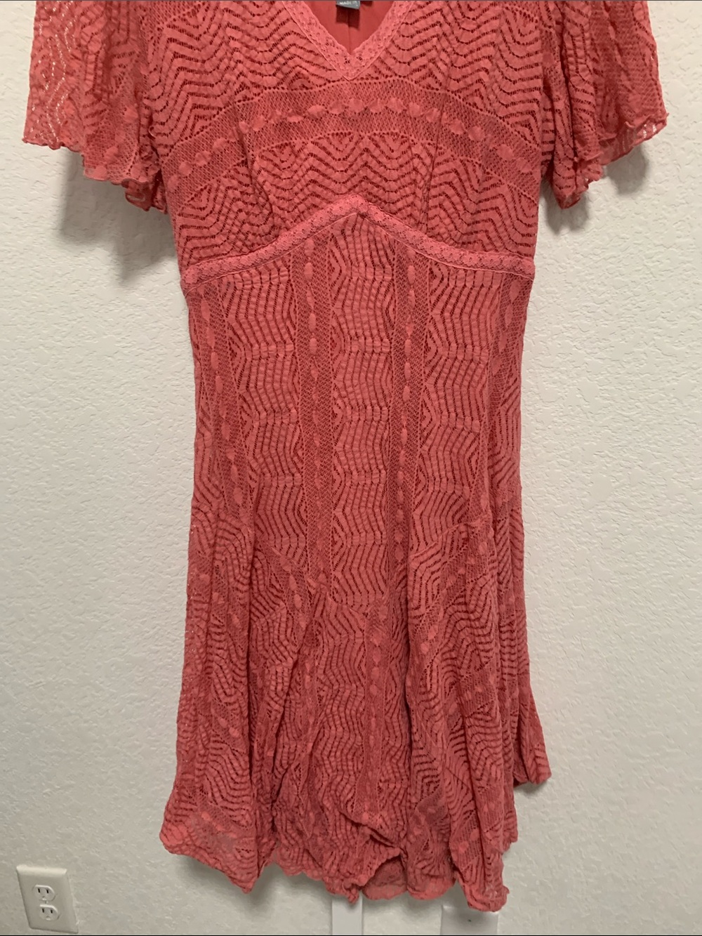 Y2K Rabbit Rabbit Rabbit Pink Lace Fluttery Sleeves Mini Dress - Picture 4 of 9